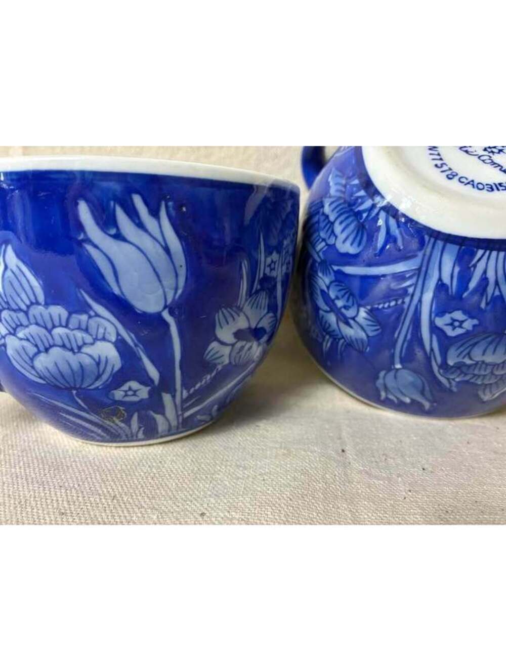 blue floral oversize mugs by April Cornell - Picture 3 of 3